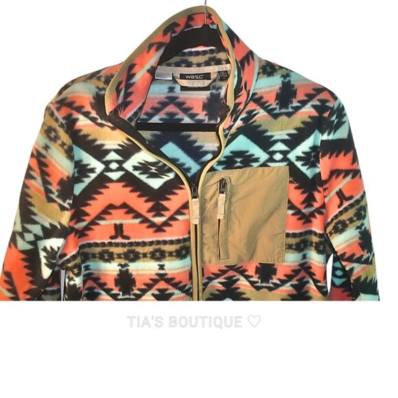 WESC Polar Fleece Jacket Unisex Southwest Aztec Full Zip Size Men’s M/ Women’s L - Picture 6 of 10